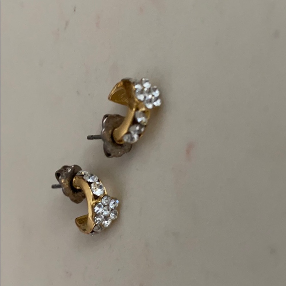 Gold with crystal mini hoop earrings